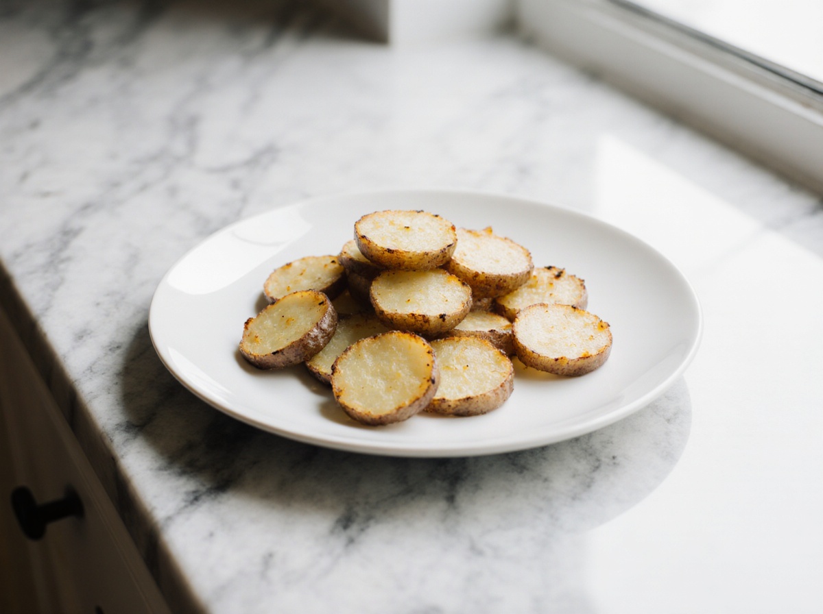 Heerlijke aardappelschijfjes gebakken in de airfryer.