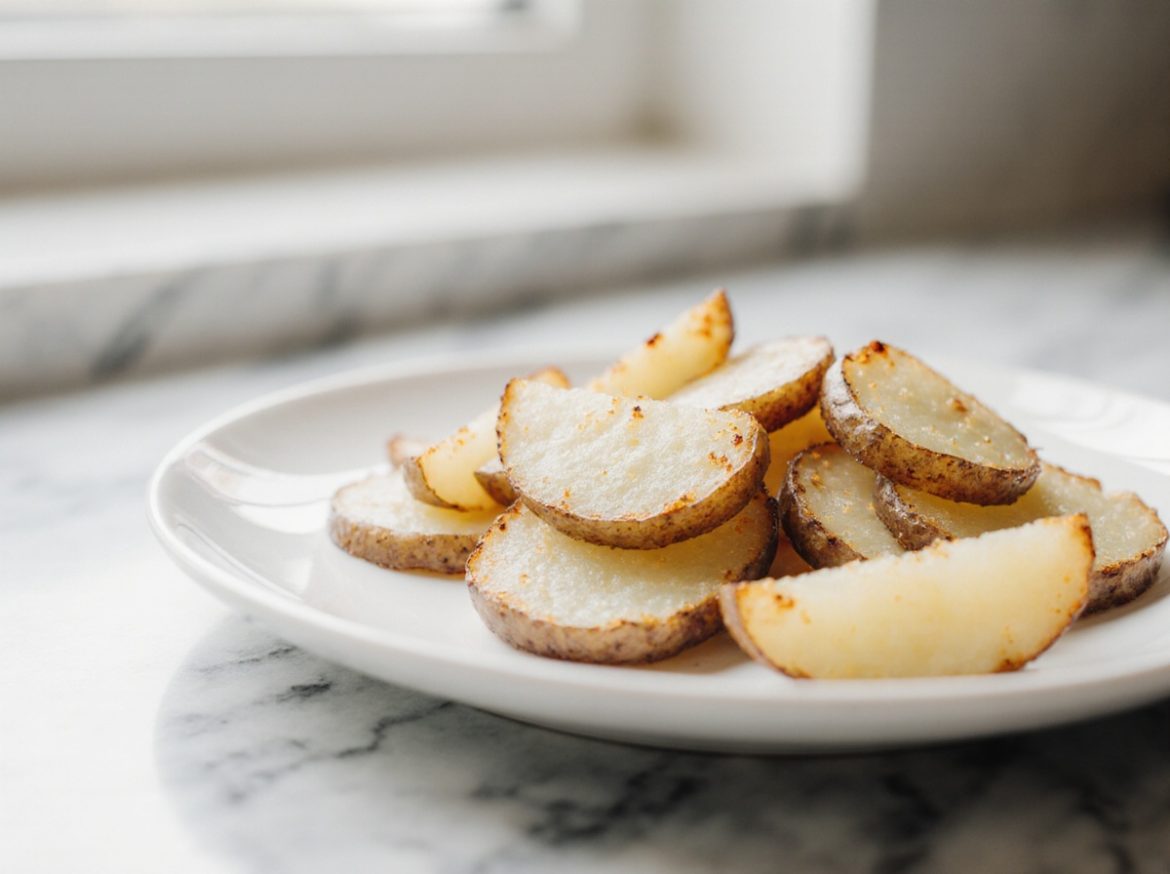 Heerlijke aardappelschijfjes bereid in de airfryer.