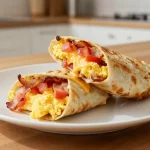 Heerlijke airfryer ontbijt burrito met ei en groente.