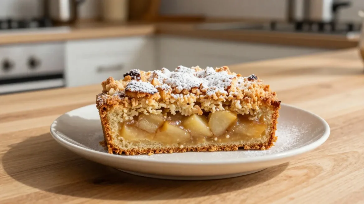 Heerlijke appelkruimeltaart in de Airfryer met een perfect krokante topping.