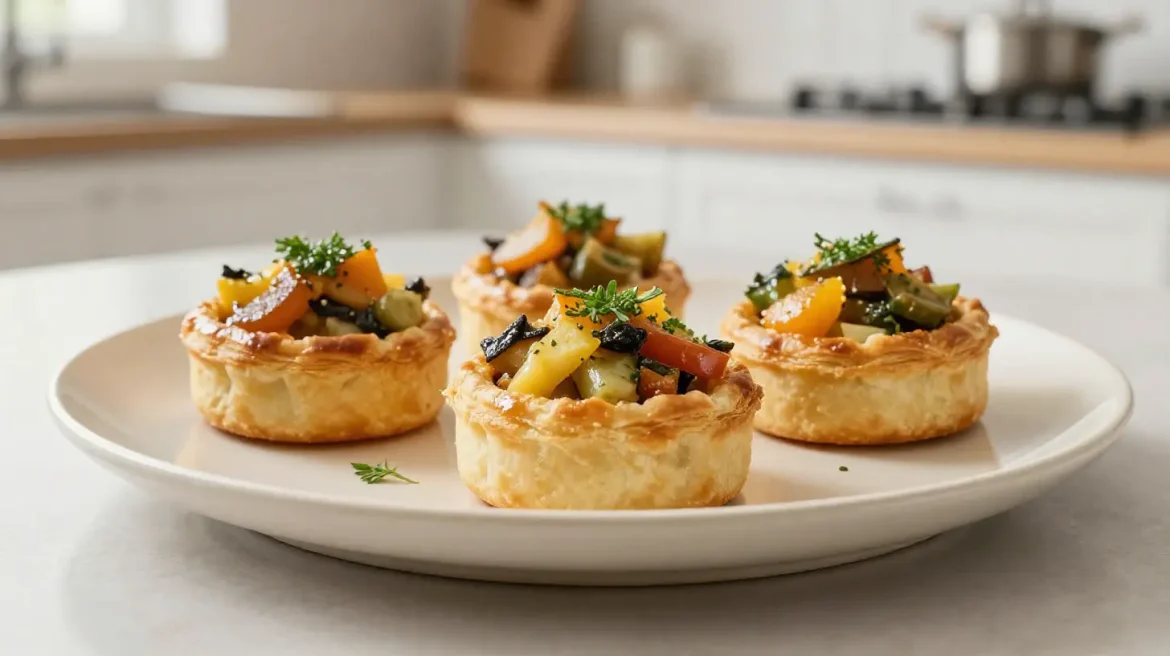 Heerlijke bladerdeeg taartjes hartig, perfect voor een feestje of als snack.