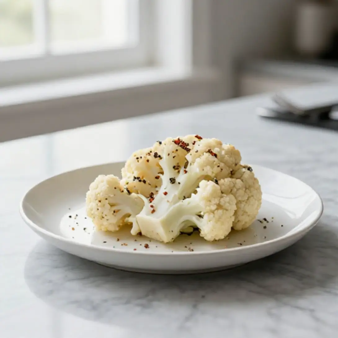 Heerlijke bloemkool steak bereid in de airfryer.