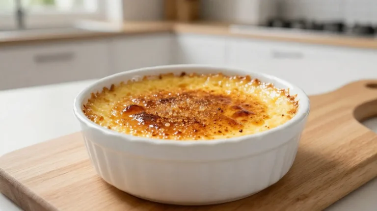 Perfecte Crème Brûlée gemaakt in de Airfryer met een knapperige karamellaag.
