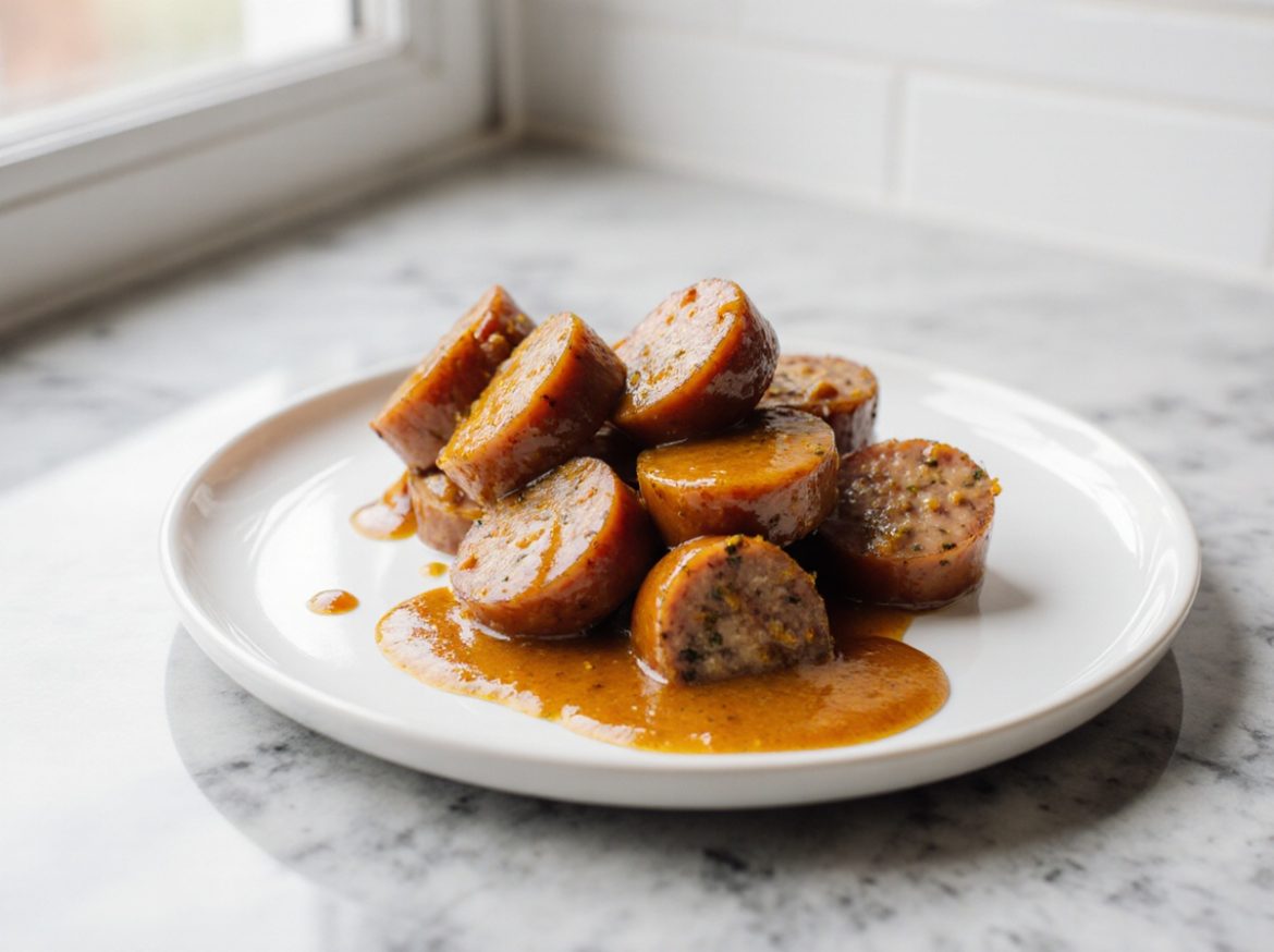 Curryworst bereid in de airfryer