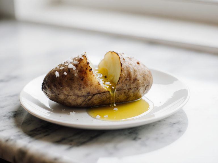 Een heerlijke gepofte aardappel uit de airfryer.