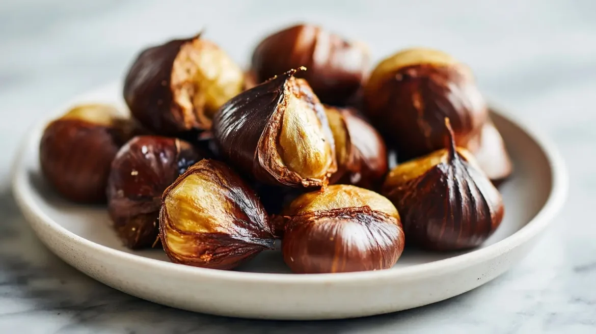 Geroosterde kastanjes bereid in de Airfryer.