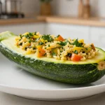 Heerlijke gevulde courgette met rijst, vers en smaakvol.
