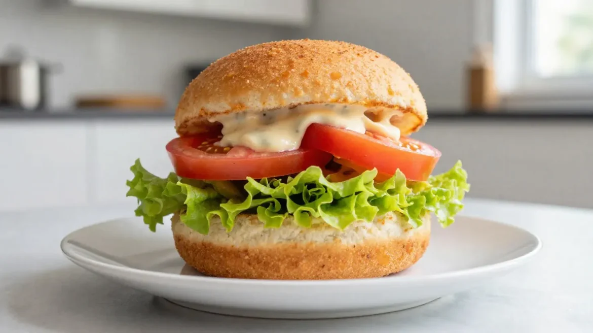 Heerlijke groenteburger bereid in de Airfryer voor een gezonde maaltijd.