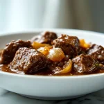 Hachee in de Airfryer bereid met smaakvolle ingrediënten.