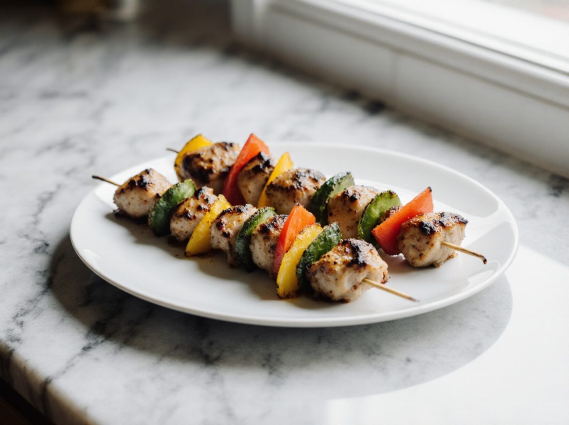 Kip shaslick gemaakt in de airfryer