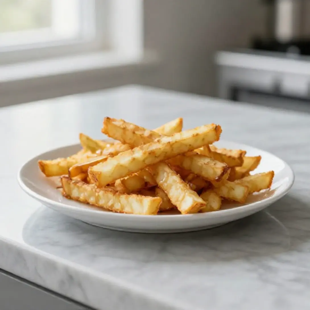 Knolselderij bereid in de airfryer.