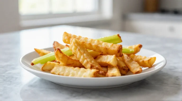 Knolselderij bereid in de airfryer.