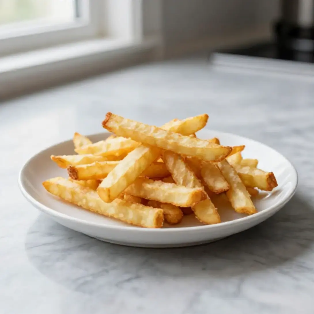 Koolrabi geserveerd vanuit de airfryer, ideaal voor een gezonde lunch.