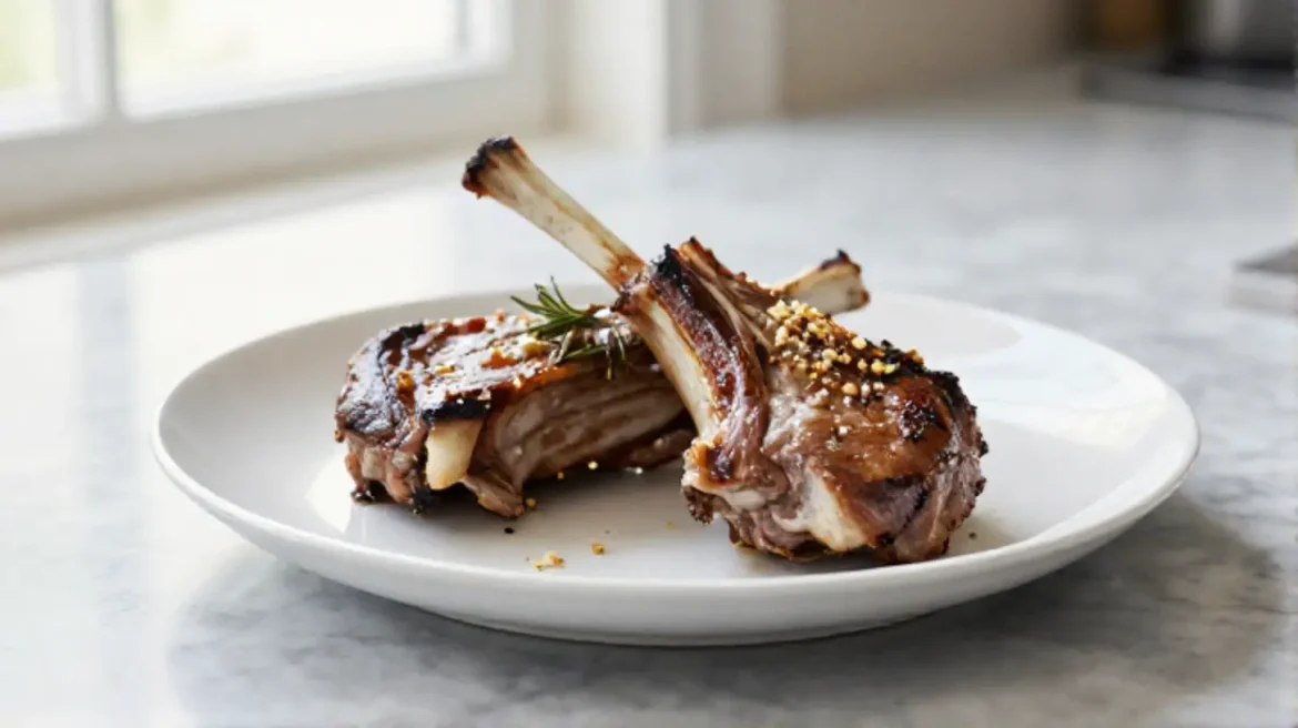 Lamsrack in de Airfryer bereidt een smakelijke maaltijd.