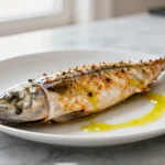 Beeld van makreel bereid in de airfryer.