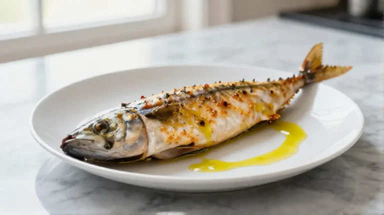 Beeld van makreel bereid in de airfryer.