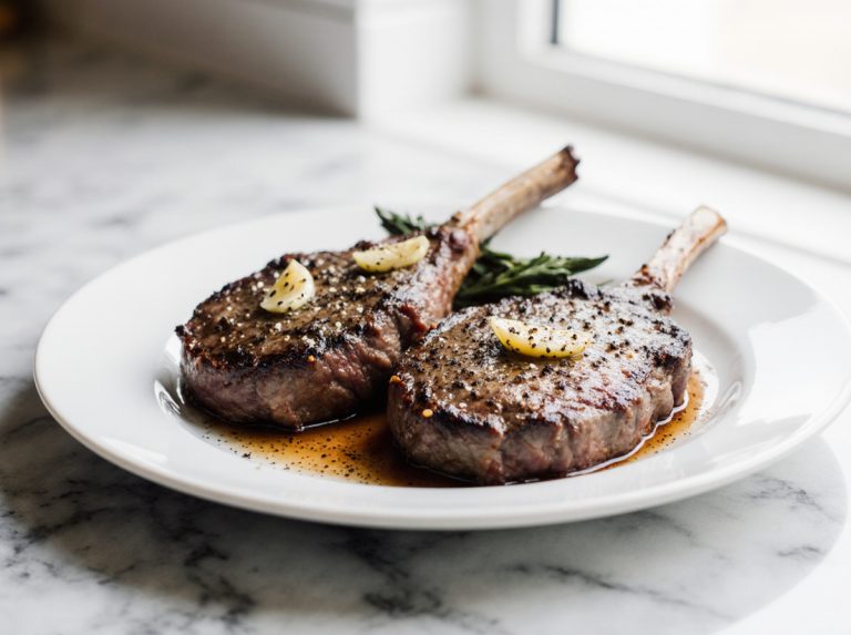 Een perfect gebakken ribeye uit de airfryer.