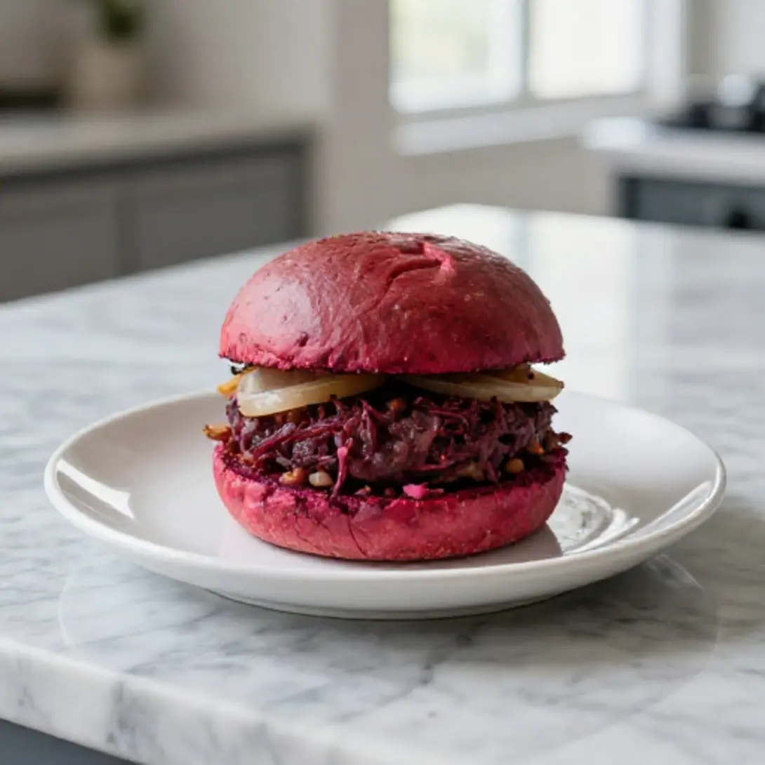 Heerlijke rode bietenburger bereid in de Airfryer.
