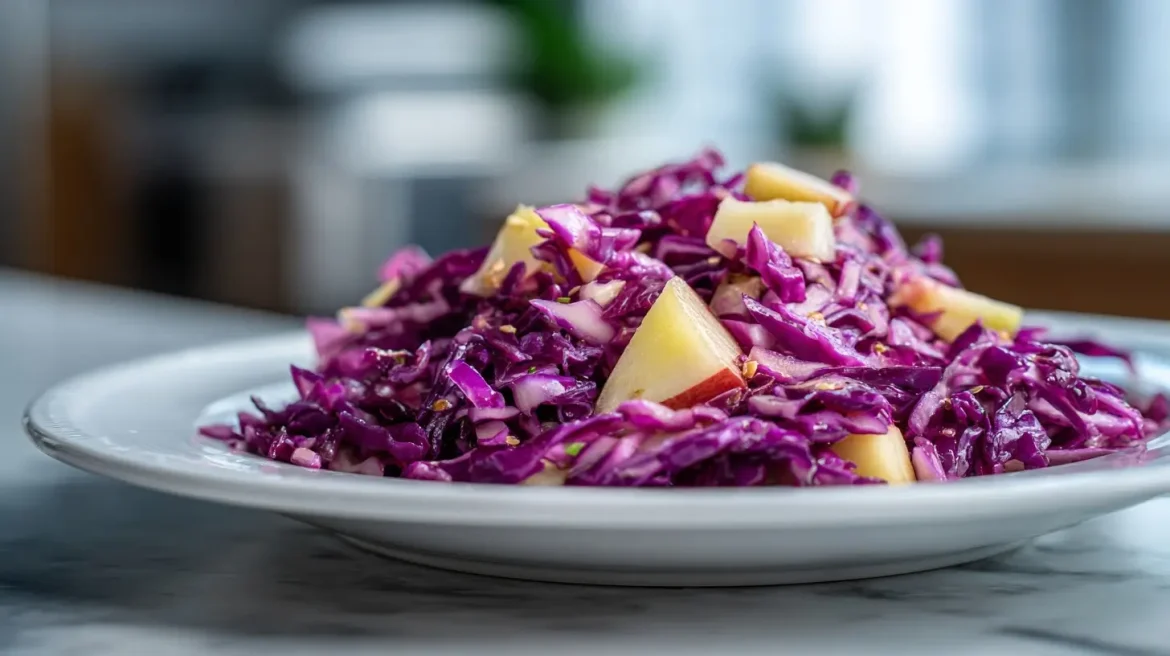 Rode kool met appel bereid in de Airfryer.