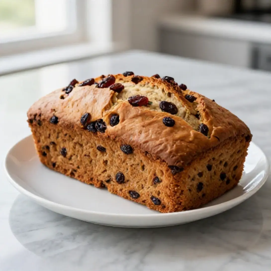 Het mooiste rozijnenbrood uit de Airfryer, puffend en vers.