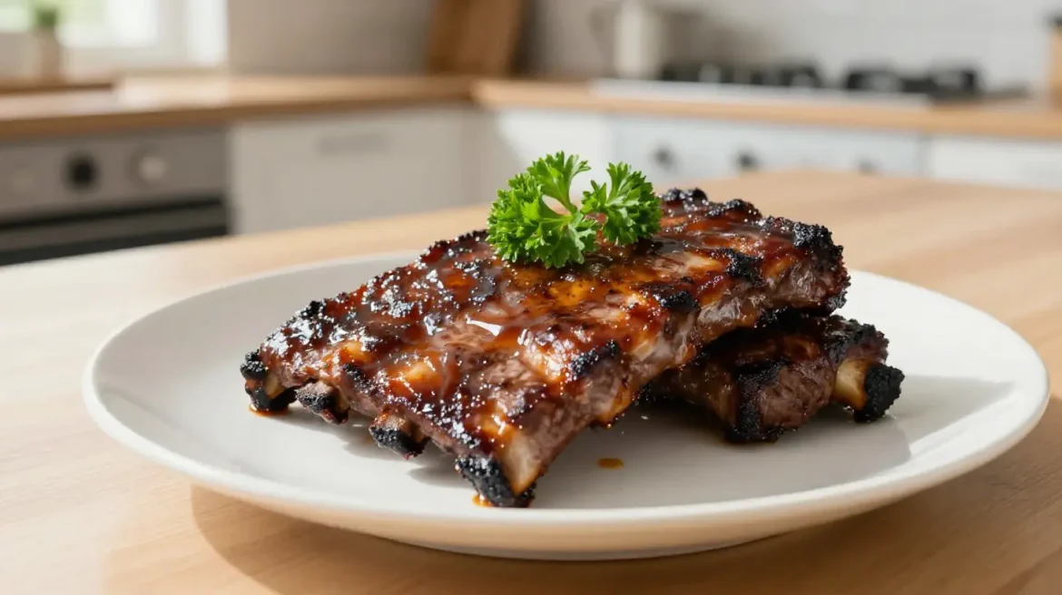 Heerlijke runderribs bereid in de Airfryer voor perfecte BBQ smaken.