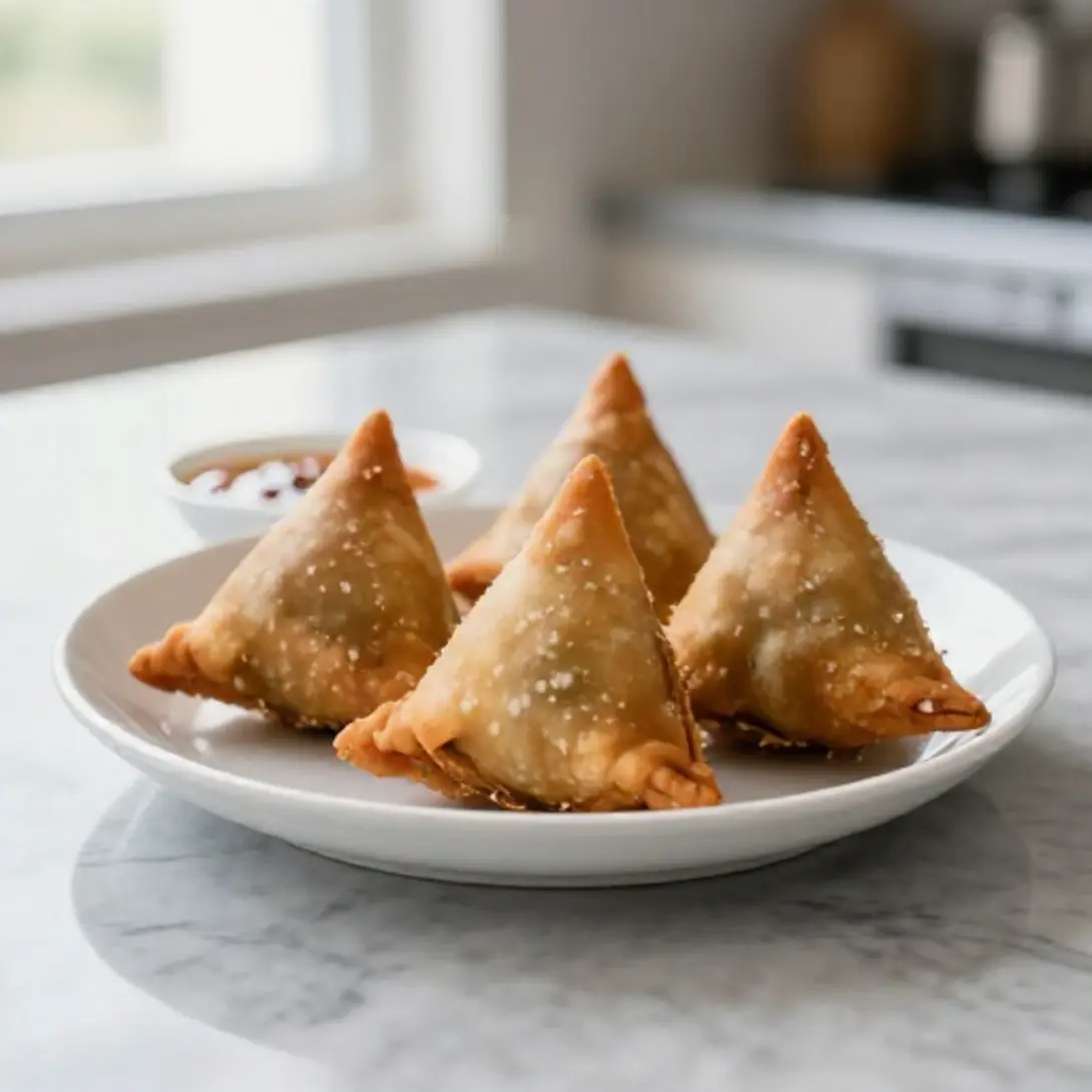 Samosa's in de airfryer, ideaal voor een gezonde snack.
