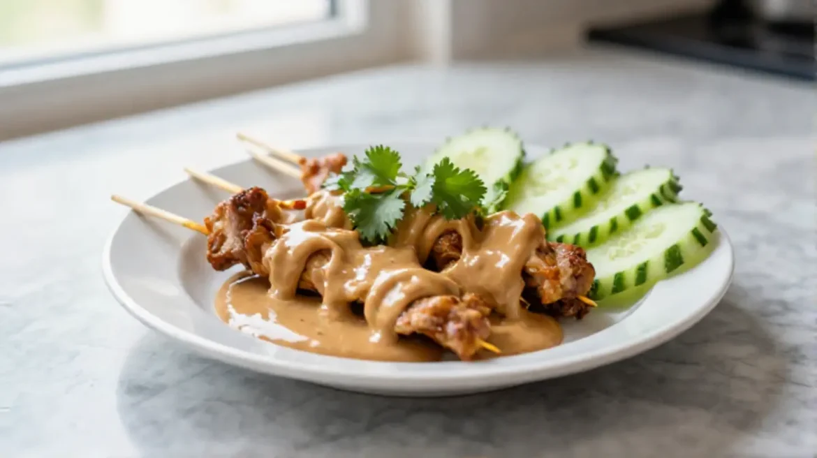 Heerlijke saté ajam bereid in de airfryer.