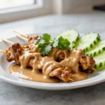 Heerlijke saté ajam bereid in de airfryer.