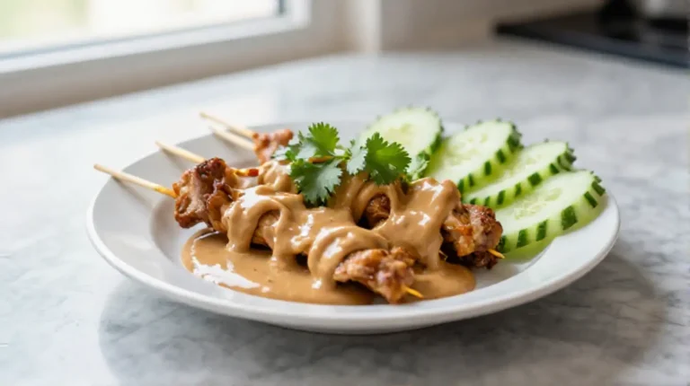 Heerlijke saté ajam bereid in de airfryer.