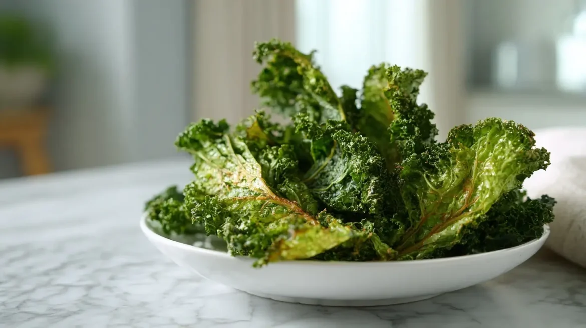Savooiekool chips bereid in de airfryer.