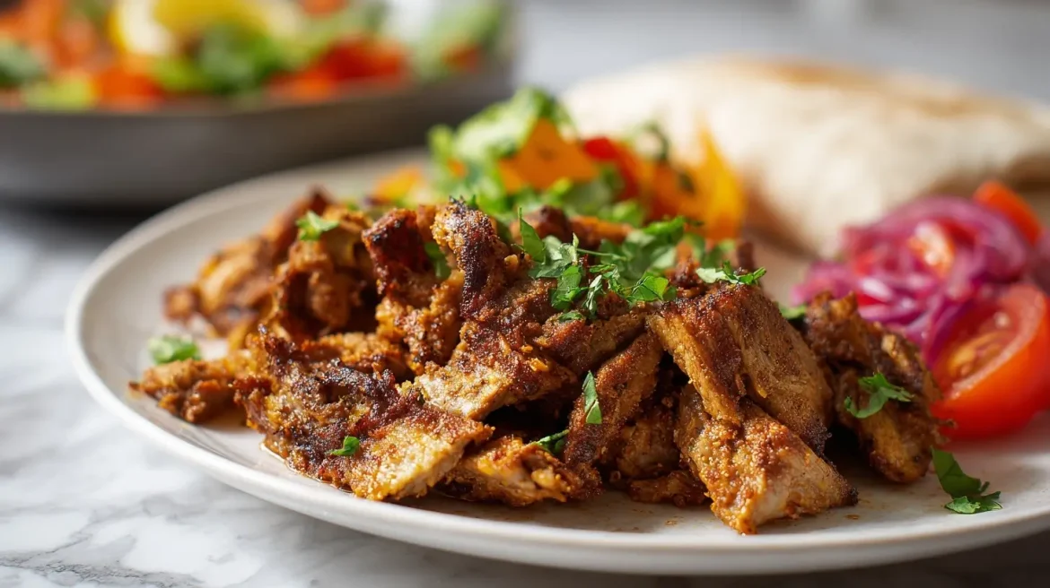 Een heerlijke portie shoarma bereid in de airfryer.