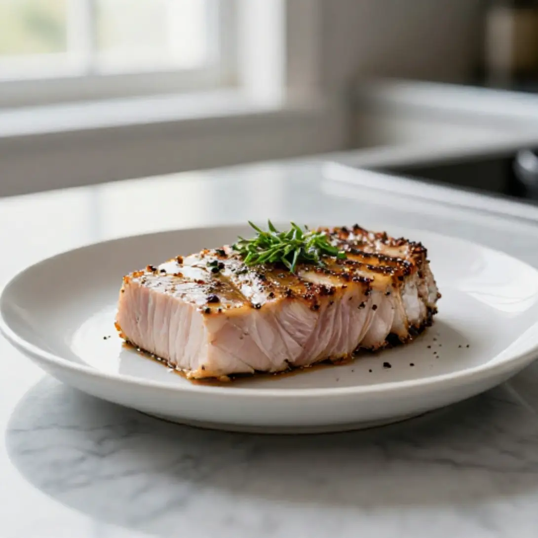 Heerlijke tonijn steak bereid in de airfryer.