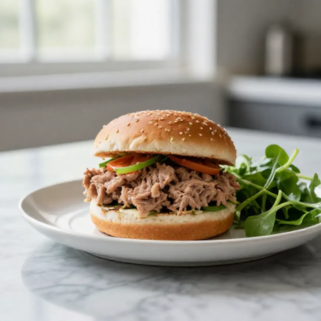 Een smakelijke tonijnburger uit de airfryer.