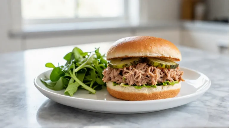 Een heerlijke tonijnburger bereid in de airfryer.