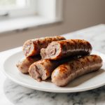 Heerlijke varkenssaucijs bereid in de airfryer.