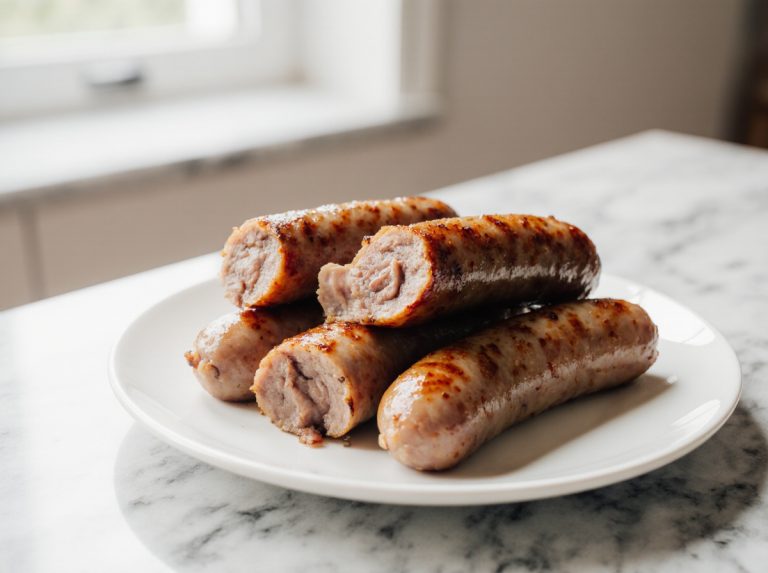 Heerlijke varkenssaucijs bereid in de airfryer.