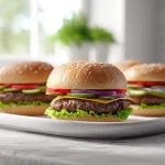 Verse hamburger bereid in de airfryer.