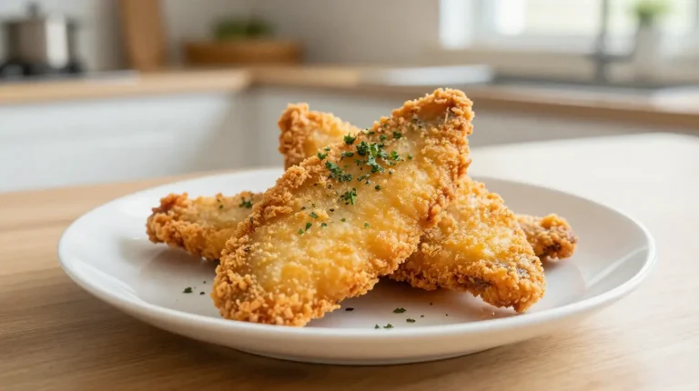 Knapperige visfilet met paneermeel, perfect bereid in de Airfryer.