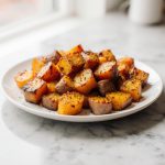 Een smakelijke zoete aardappel bereid in de airfryer.